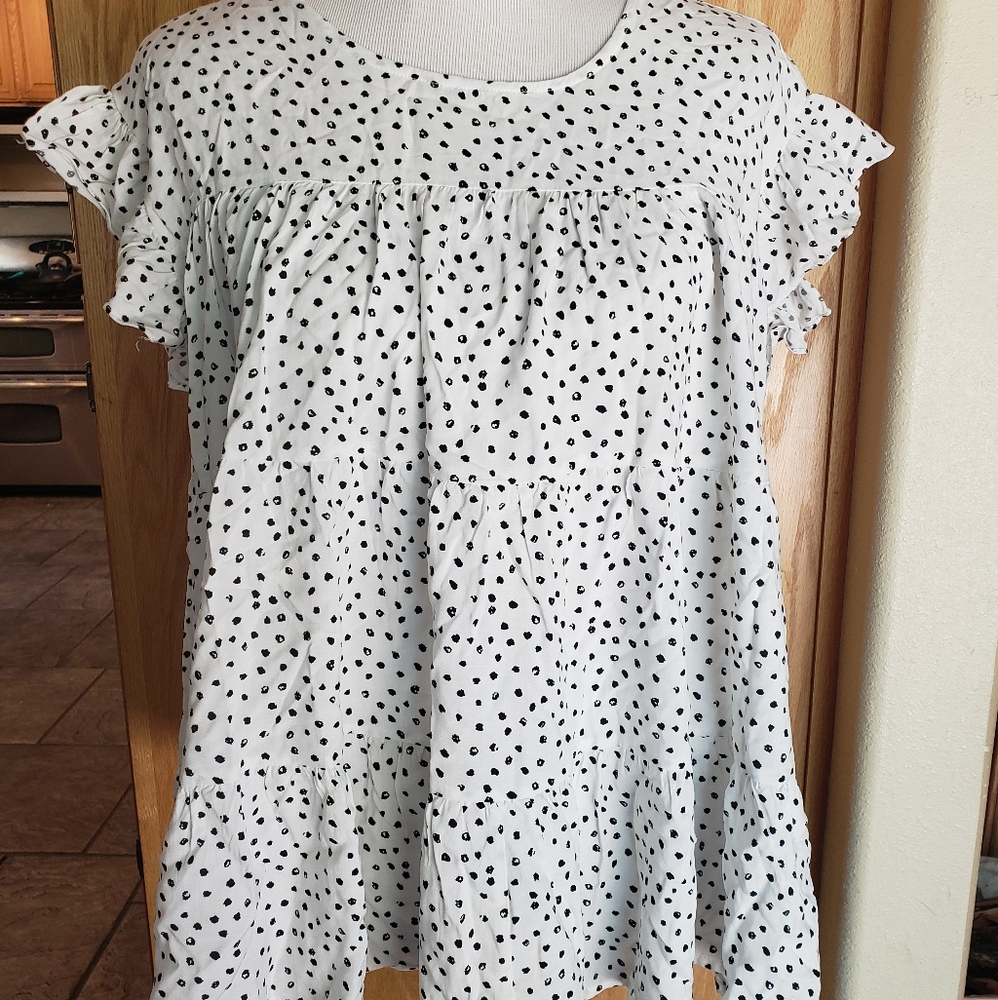 Animal Dotted Tiered Babydoll Top NWT - Picture 1 of 3